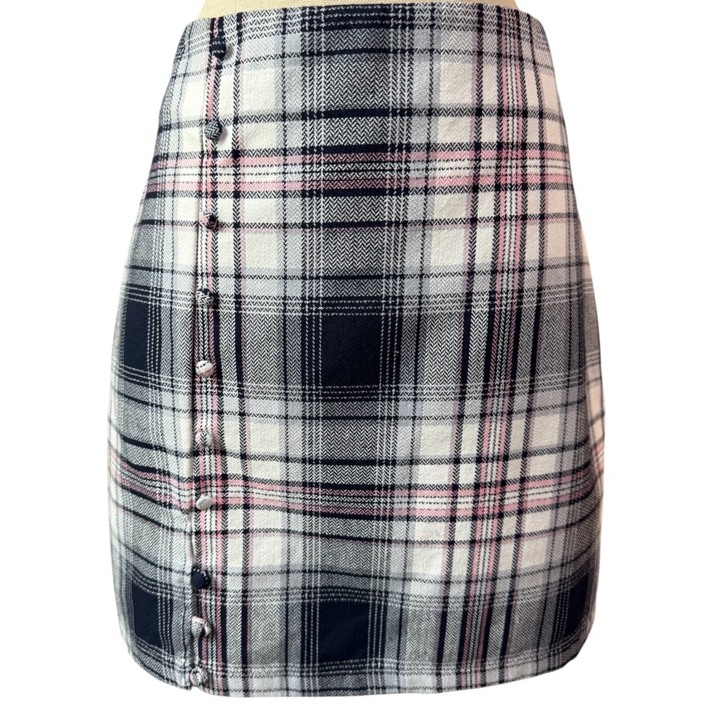 NWT Francesca's Blue Rain Plaid Pencil Skirt‎ mini size Medium